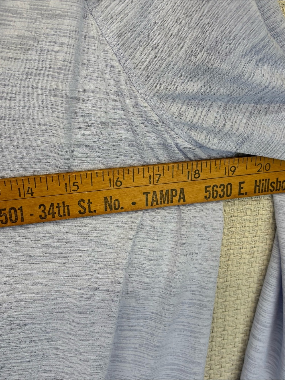 Athleta Blue Crossover Blouse Women's Medium Long Sheer Sleeves Lightweight Top - Picture 8 of 9